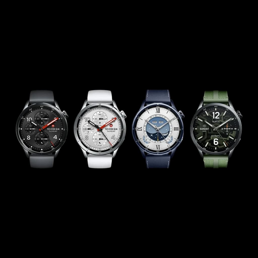 Xiaomi Watch S5 41mm Negro GPS Doble Banda L1+L5 NFC, vista frontal: 4 variantes de color con distintas esferas sobre fondo