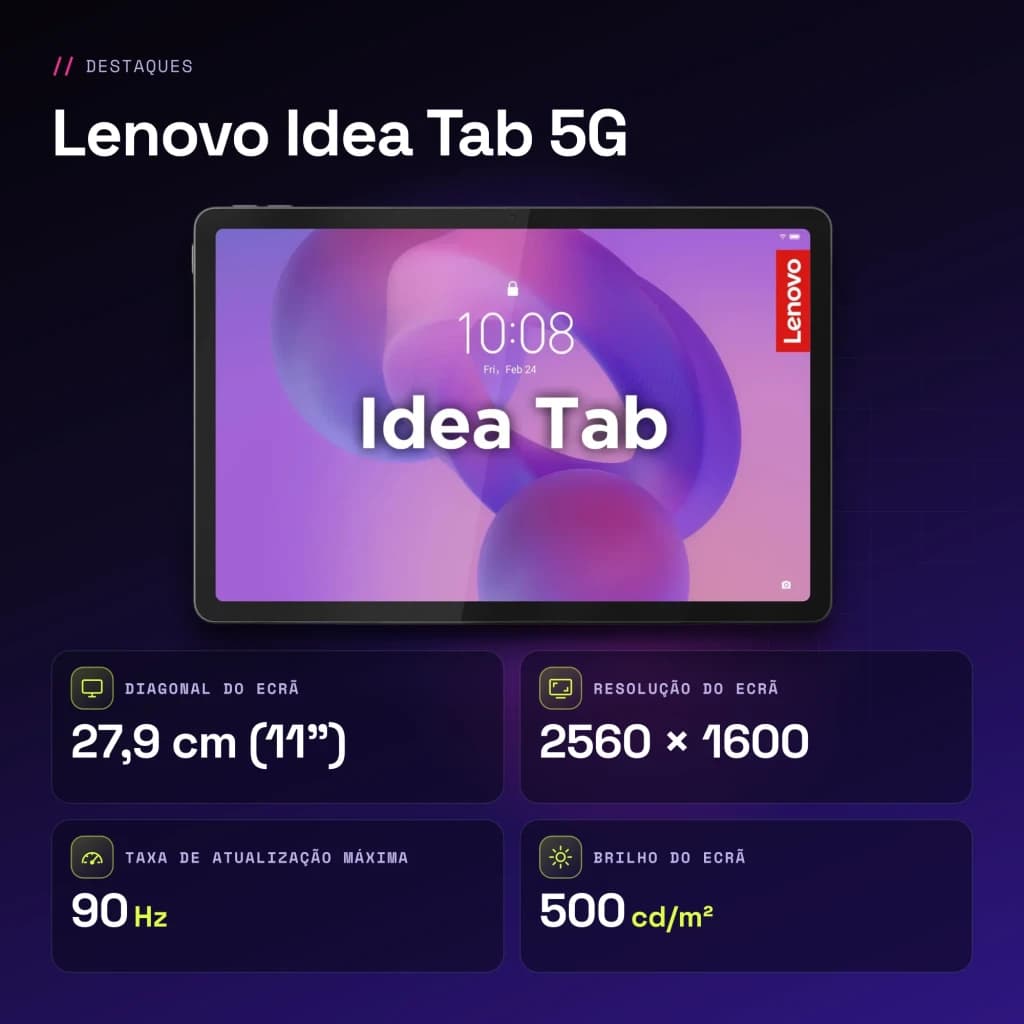 Lenovo Idea Tab 5G 6GB/128GB Gris 11 pulgadas IPS 90Hz Dimensity 6300 7040mAh - características
