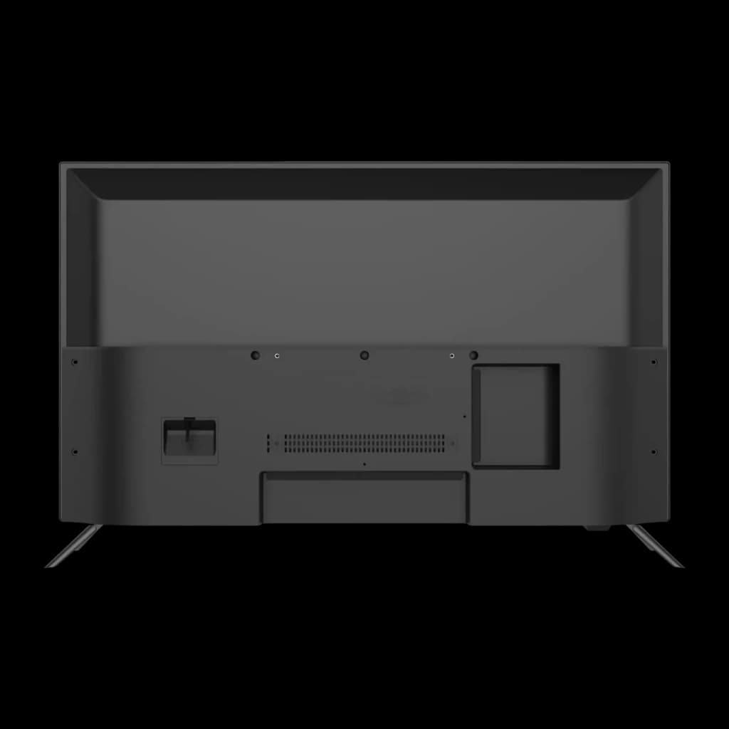 TV Haier 32 pouces LED Full HD Noir H32K702FG, vue arrière: panneau arrière avec grilles de ventilation et pieds
