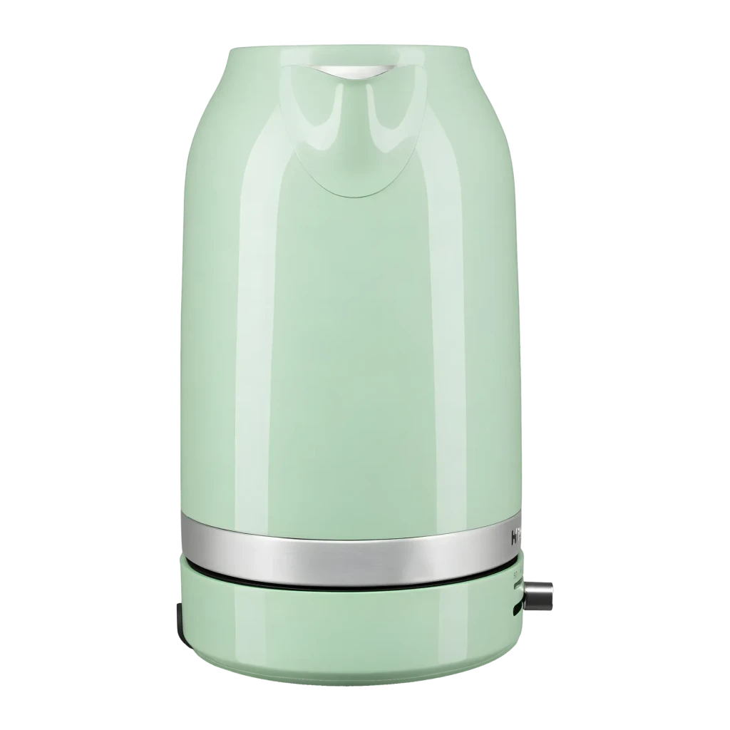 Chaleira elétrica KitchenAid 1,7L 2400W 7 temperaturas Verde 5KEK1701EPT, vista traseira: corpo verde menta liso, faixa