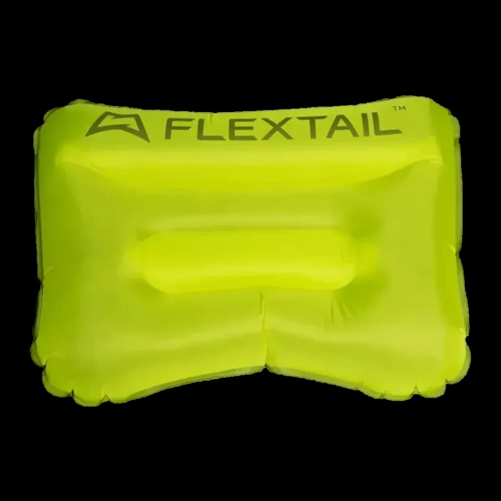 Almofada insuflávelFlextail Tiny Pillow Verde Nylon 20D OEKO-TEX 9,5×6 cm dobrada, vista frontal: almofada insuflada