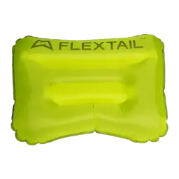 Almofada insuflávelFlextail Tiny Pillow Verde Nylon 20D OEKO-TEX 9,5×6 cm dobrada, vista frontal: almofada insuflada