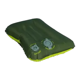 Almofada insuflávelFlextail Tiny Pillow Verde Nylon 20D OEKO-TEX 9,5×6 cm dobrada, vista traseira: válvula de desinsuflar