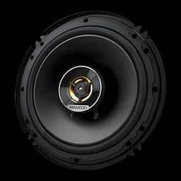 Haut-parleurs auto Kenwood 3 voies 60W RMS Noir KFC-S1676EX, détail: vue frontale du cône noir avec tweeter doré central