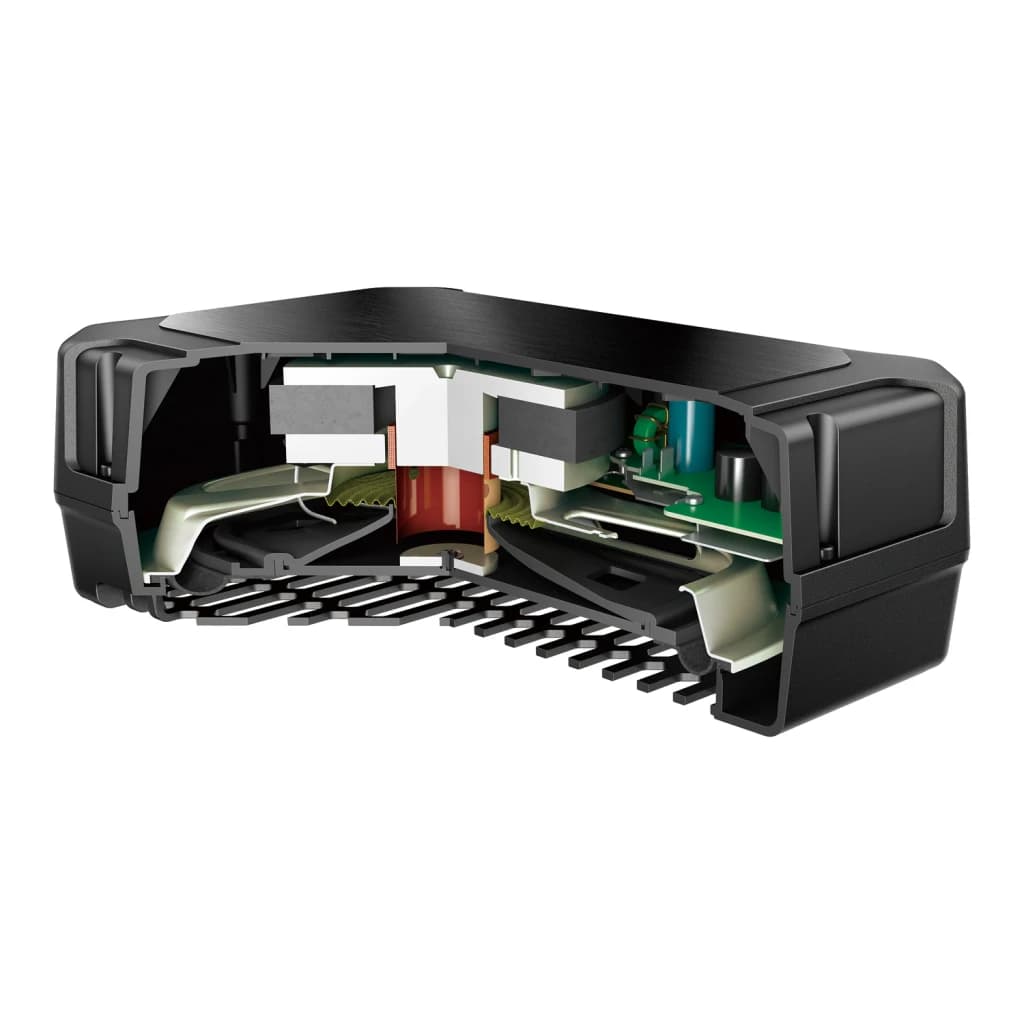Caisson de basses voiture Pioneer Actif 250W Classe D Noir TS-WX400DA, coupe transversale: bobine, aimant, ampli Classe D