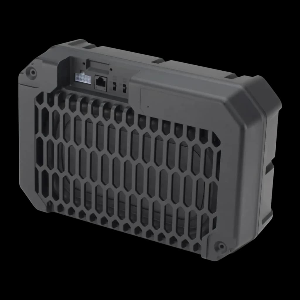 Caisson de basses voiture Pioneer Actif 250W Classe D Noir TS-WX400DA, vue arrière: grille hexagonale et connecteurs d'entrée