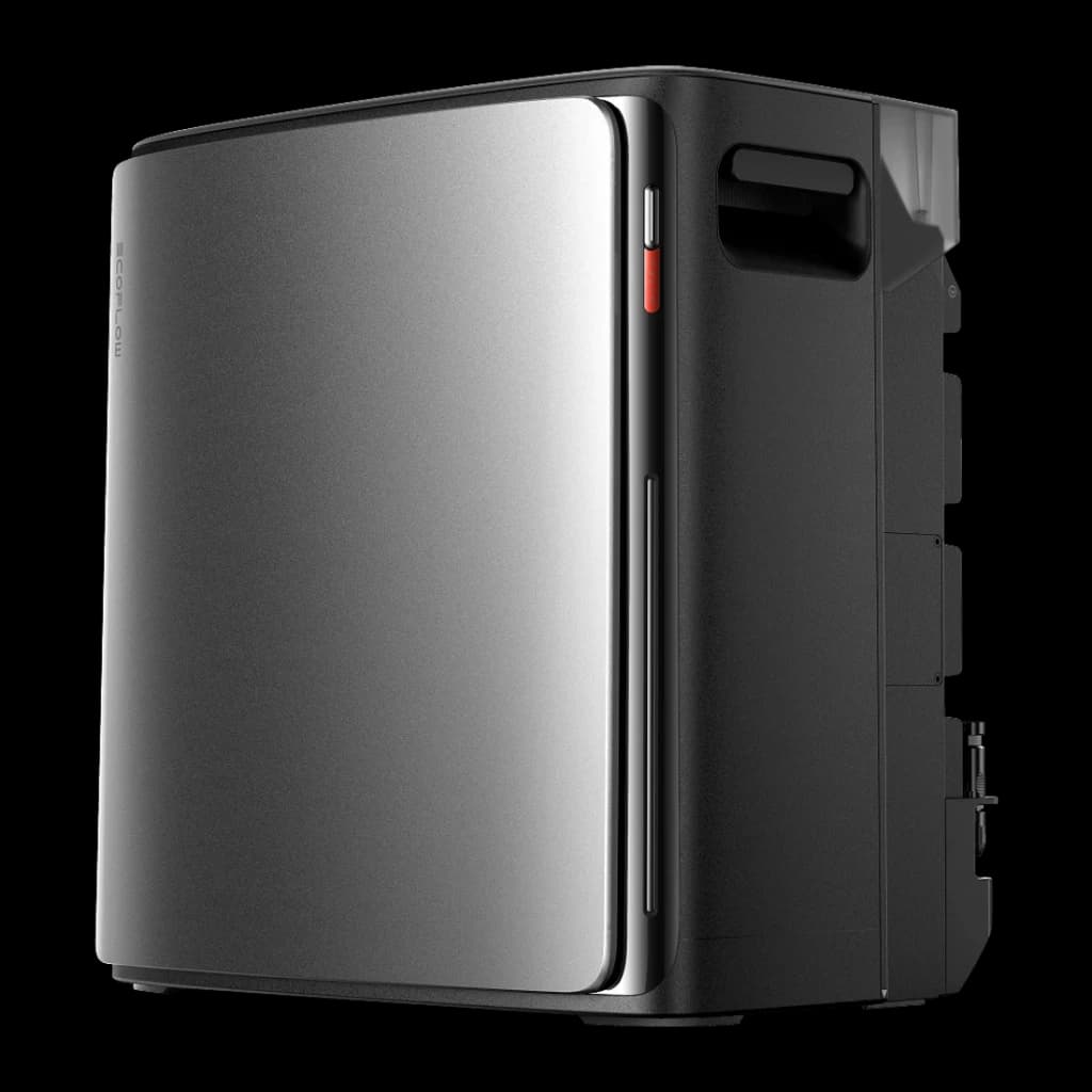 Batterie Solaire avec Micro-onduleur EcoFlow STREAM Ultra X Noir 3,84 kWh 2300W, vue de face: boîtier métallique argenté