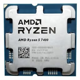 AMD Ryzen 5 7400 AM5 Tray 6 Cœurs, vue de face: IHS argenté avec logo AMD Ryzen gravé et étiquette QR