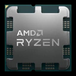 AMD Ryzen 5 7400 AM5 Tray 6 Cœurs, détail: IHS métallique avec logo AMD Ryzen gravé et contacts dorés du socket AM5