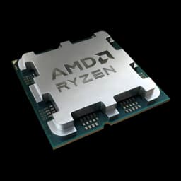 AMD Ryzen 5 7400 AM5 Tray 6 Cœurs, détail: IHS métallique gravé AMD Ryzen et PCB vert en vue angulaire