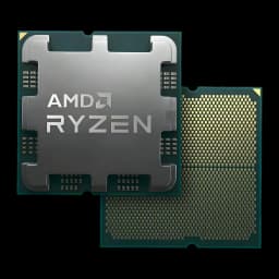 AMD Ryzen 5 7400 AM5 Tray 6 Cœurs, détail: face supérieure avec logo AMD Ryzen et face inférieure avec contacts AM5