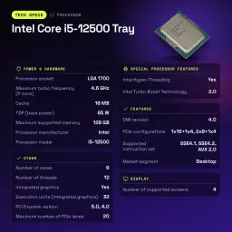 Intel Core i5-12500 Tray 6 Núcleos LGA1700 - características
