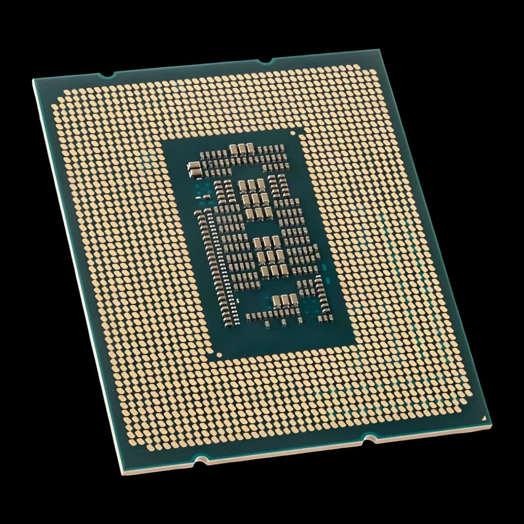 Intel Core i5-12500 Tray 6 Núcleos LGA1700, vista traseira: contactos dourados LGA1700 e die central em PCB verde