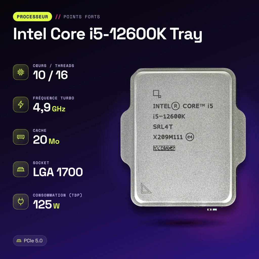 Intel Core i5-12600K Tray 10 Cœurs LGA1700 - caractéristiques
