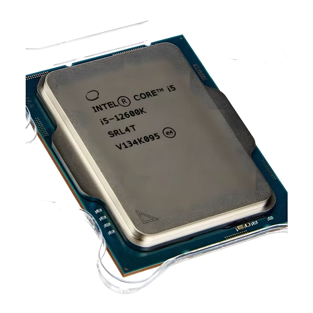 Intel Core i5-12600K Tray 10 Cœurs LGA1700, détail: IHS métallique gravé i5-12600K SRL4T et PCB bleu avec contacts