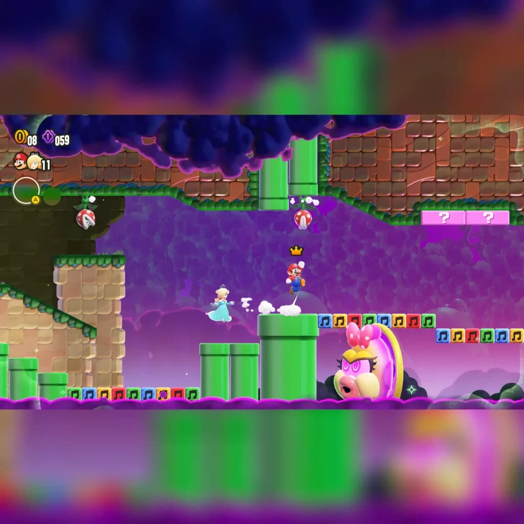 Jeu vidéo Nintendo Super Mario Bros. Wonder Nintendo Switch 2 Edition en cours: Mario et Rosalina dans un niveau Wonder