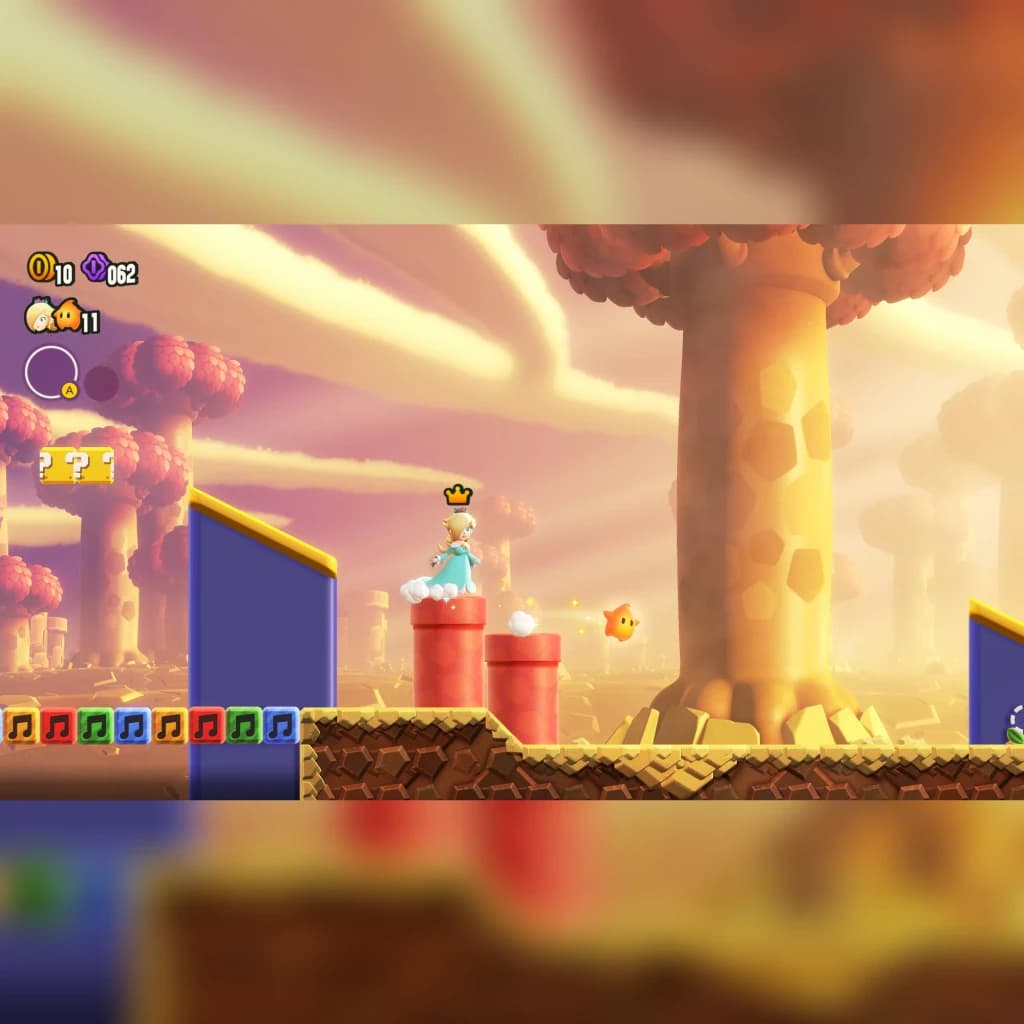 Jeu vidéo Nintendo Super Mario Bros. Wonder Nintendo Switch 2 Edition, en jeu: Rosalina sur tuyaux rouges dans niveau