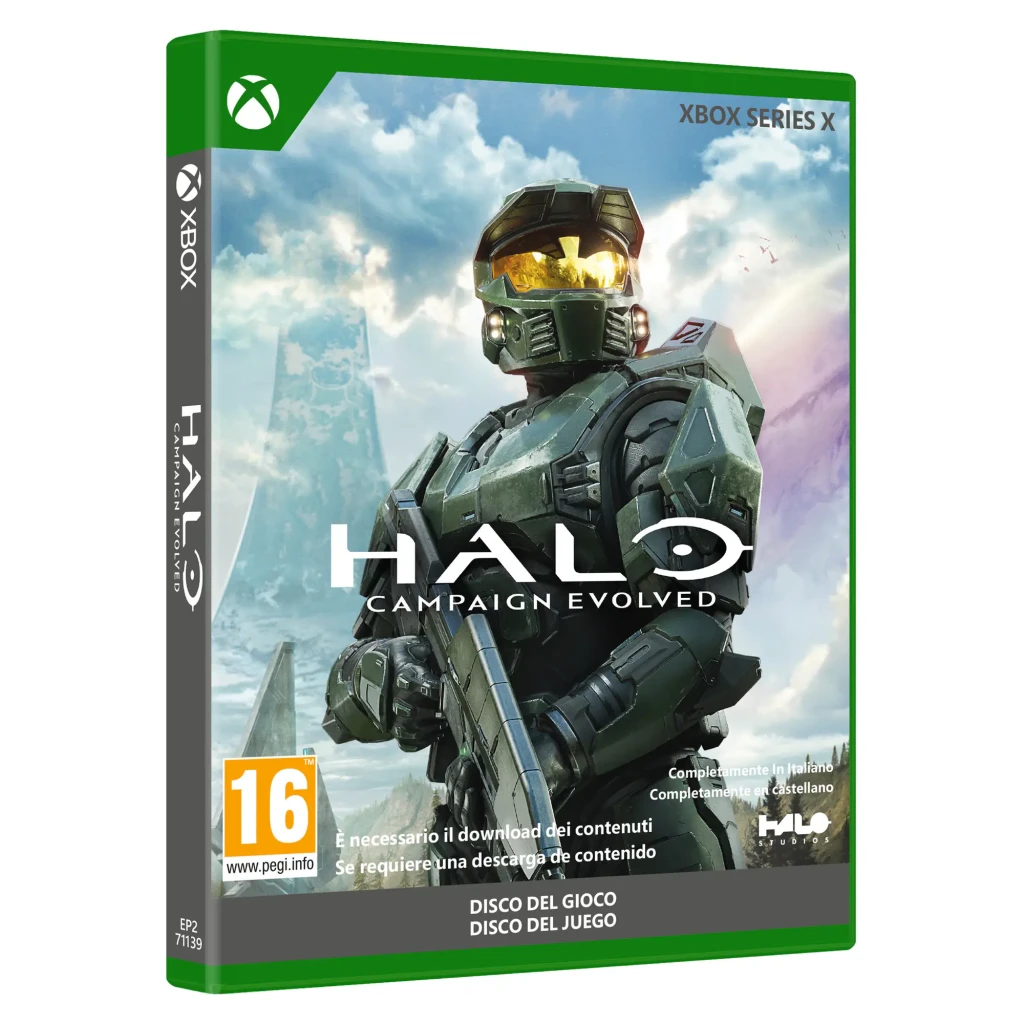 Jeu vidéo Microsoft Halo Campaign Evolved Standard Xbox Series X, détail: pochette avant avec Master Chief et classification