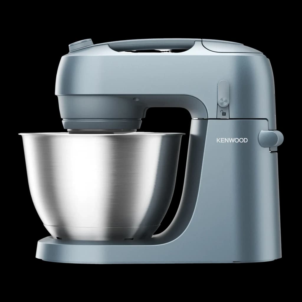 Robot pâtissier Kenwood Go 4L 800W 6 Vitesses + Turbo Bleu KZM35.000GY, vue de face: corps bleu, bol en acier inoxydable