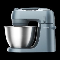 Robot pâtissier Kenwood Go 4L 800W 6 Vitesses + Turbo Bleu KZM35.000GY, vue de face: corps bleu, bol en acier inoxydable