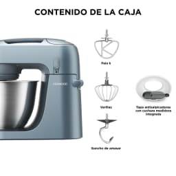 Robot pâtissier Kenwood Go 4L 800W 6 Vitesses + Turbo Bleu KZM35.000GY, contenu boîte: fouet plat K, fouet ballon, crochet