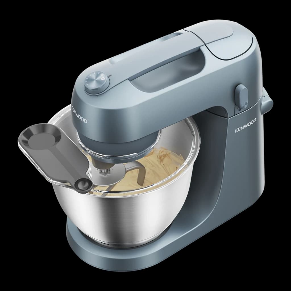 Robot pâtissier Kenwood Go 4L 800W 6 Vitesses + Turbo Bleu KZM35.000GY, détail: bol en acier inoxydable avec pâte et crochet