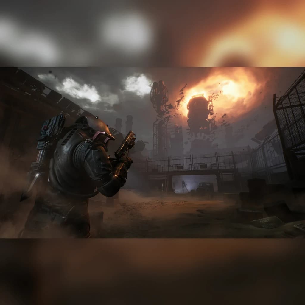 Jeu vidéo Focus Entertainment « Cronos : The New Dawn » sur Nintendo Switch 2, en jeu: personnage blindé armé face à une