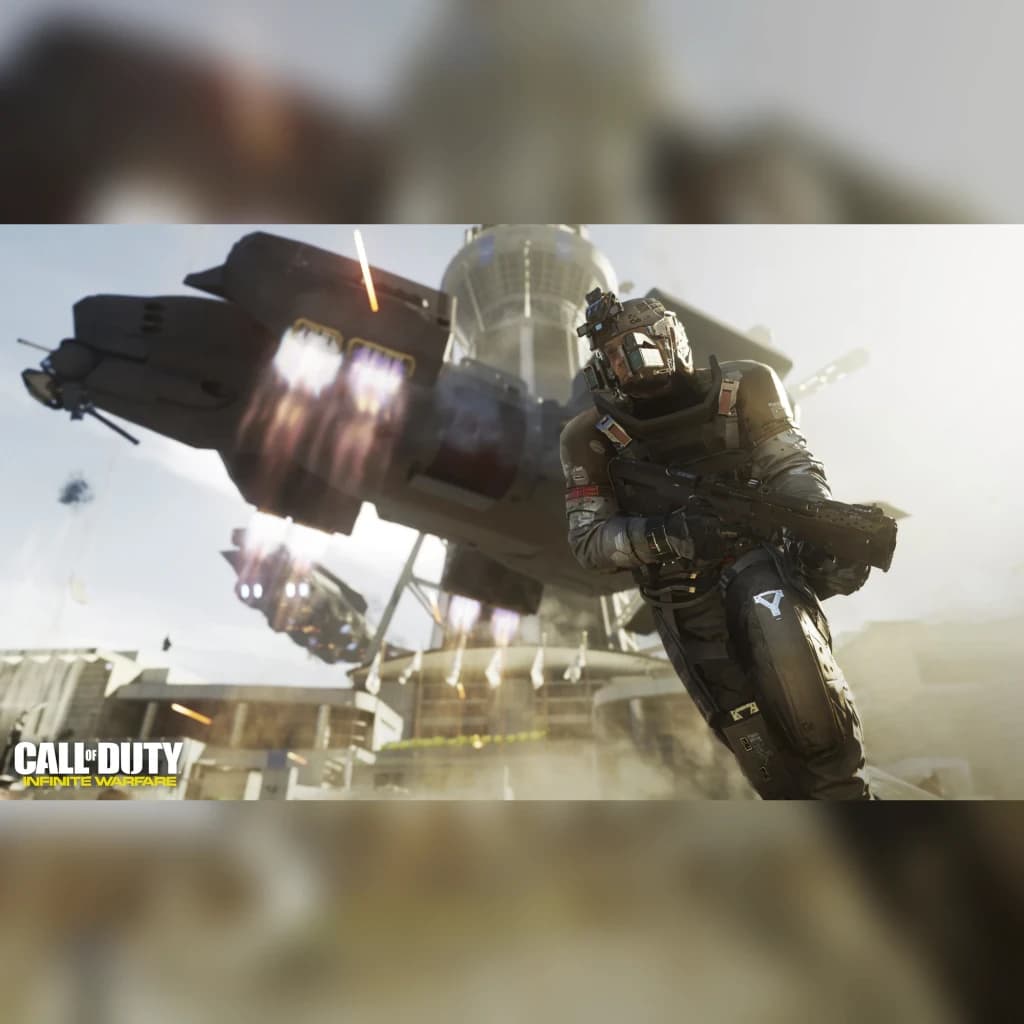 Jogo da Activision «Call of Duty: Infinite Warfare Legacy Edition» para PS4, em uso: soldado com armadura futurista ao lado