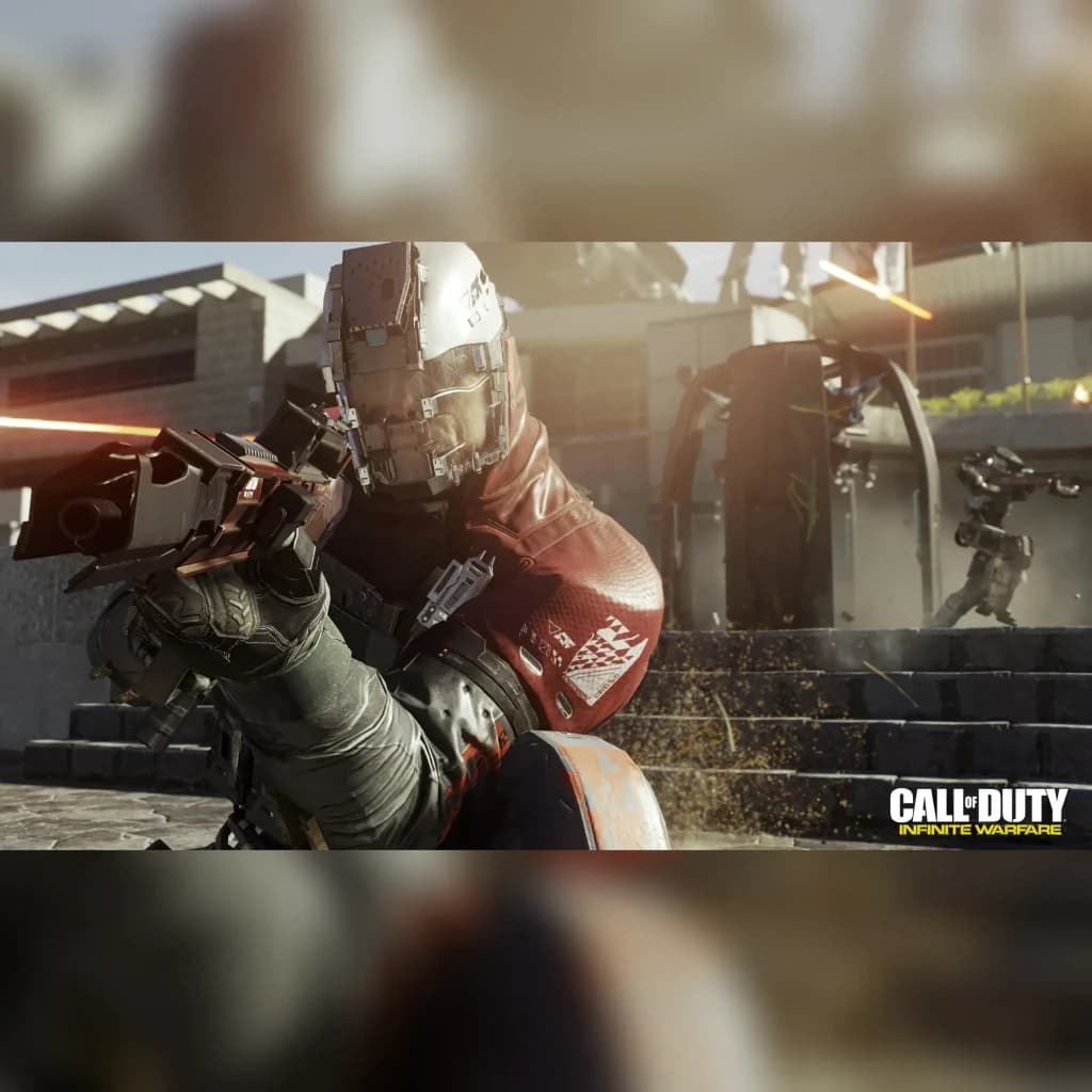 Jogo da Activision «Call of Duty: Infinite Warfare Legacy Edition» para PS4, em uso: soldado com armadura vermelha aponta