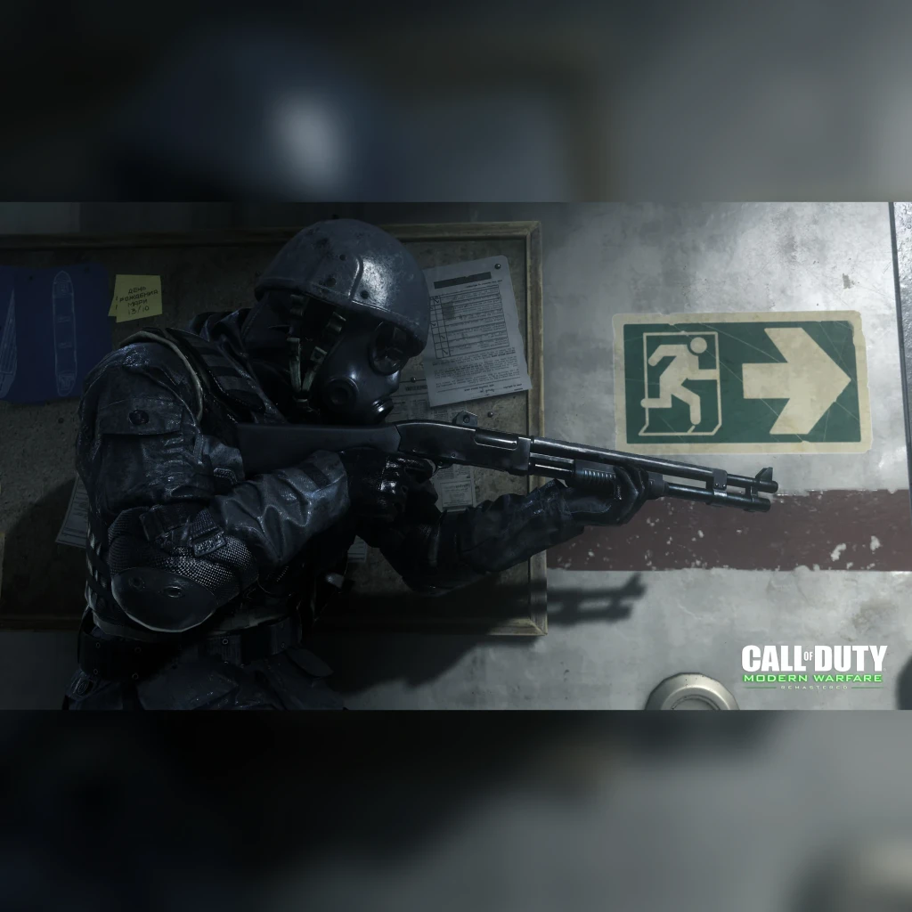 Jogo da Activision «Call of Duty: Infinite Warfare Legacy Edition» para PS4, em uso: soldado com máscara de gás aponta