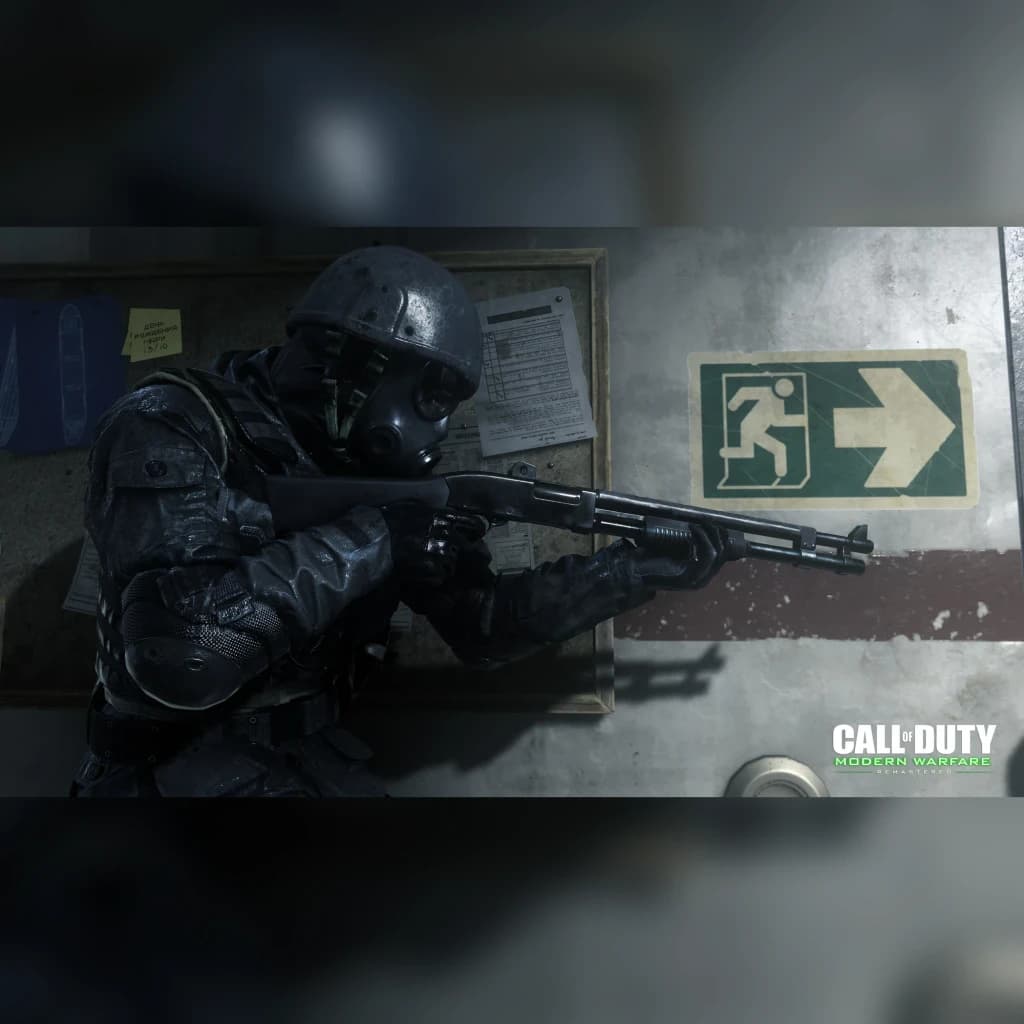 Jogo da Activision «Call of Duty: Infinite Warfare Legacy Edition» para PS4, em uso: soldado com máscara de gás aponta