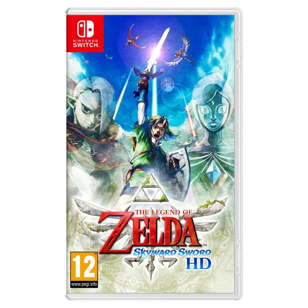Videojuego Nintendo The Legend of Zelda: Skyward Sword HD Switch, vista frontal: carátula con Link alzando la espada