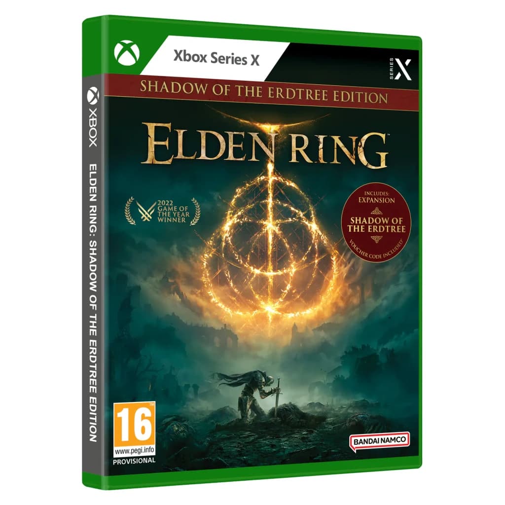 Jogo da Bandai Namco Entertainment «Elden Ring: Shadow of the Erdtree» para a Xbox Series X, detalhe: caixa em ângulo
