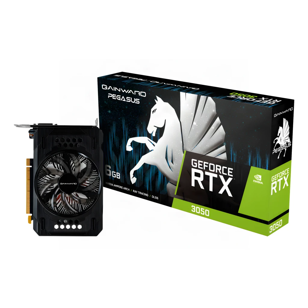 Gainward GeForce RTX 3050 Pegasus 6GB GDDR6 Negro, contenido de la caja: tarjeta con ventilador único y caja negra RTX 3050