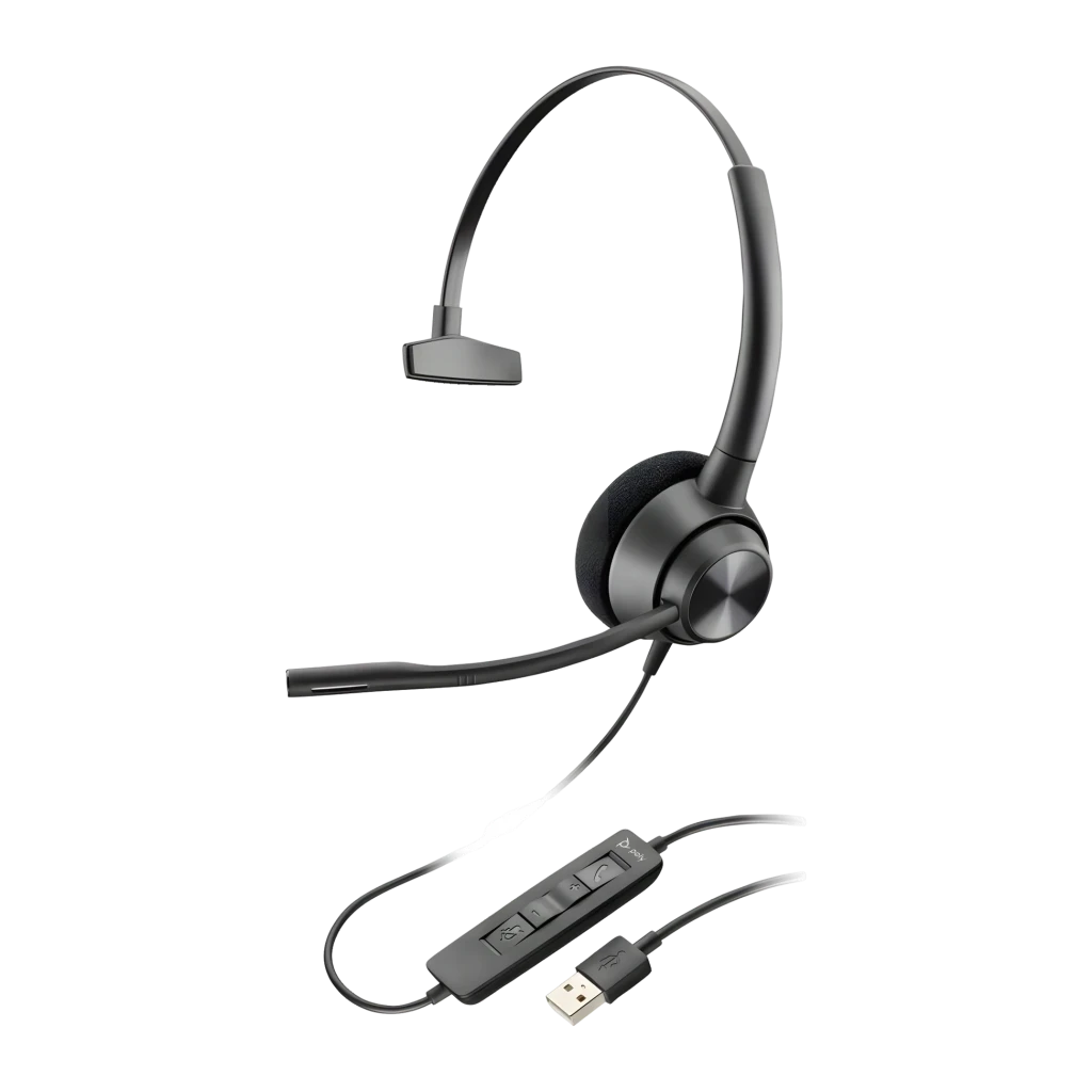 Casque Poly EncorePro 310 USB-A Mono Réduction de bruit Serre-tête USB Type A Noir, détail: écouteur unique avec coussin