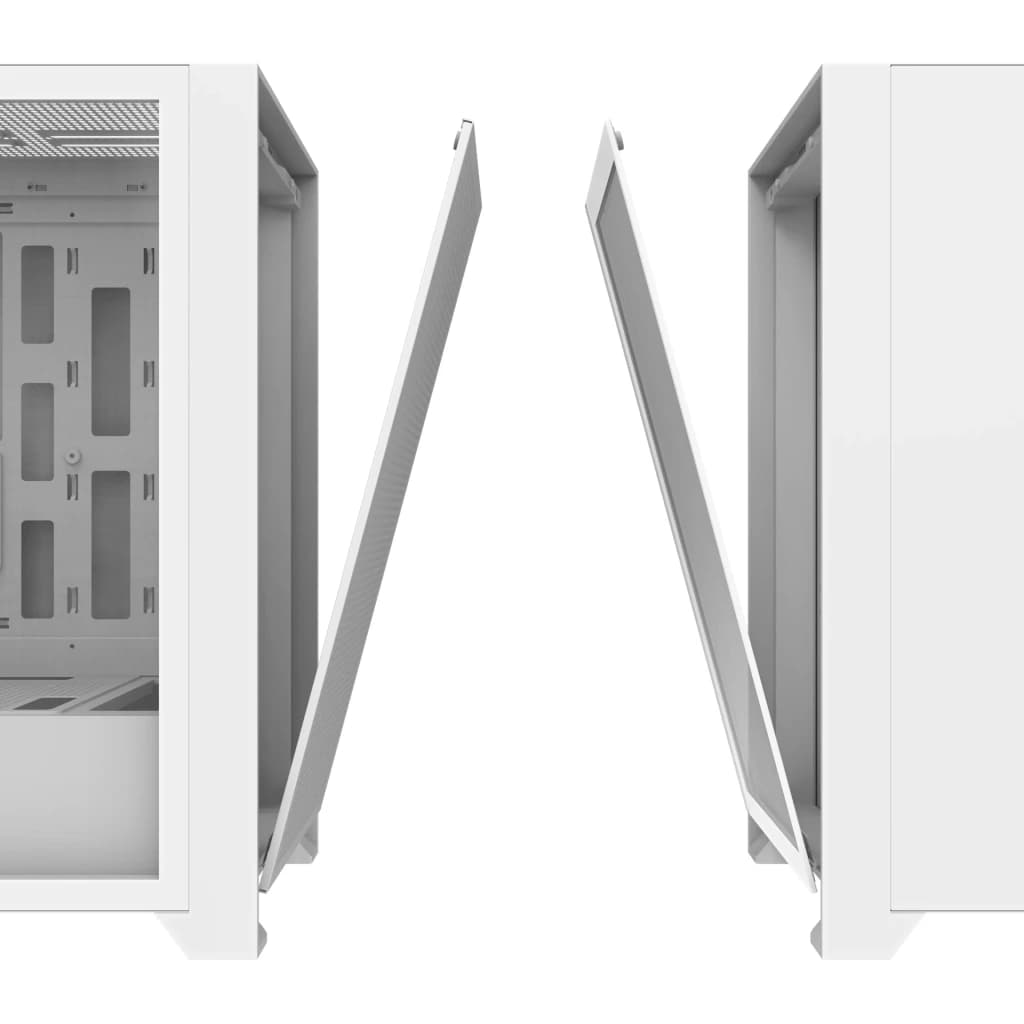 Caixa PC Darkflash DRX70 Mesh Vidro Temperado ATX/mATX/ITX Branco, painel lateral aberto: porta de vidro temperado aberta