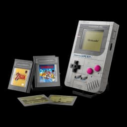 Set de construção LEGO Super Mario Game Boy 72046 421 peças 18+, vista frontal: consola cinza com ecrã, botões cor-de-rosa