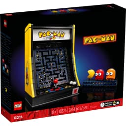 Set de construcción LEGO Icons Máquina Arcade PAC-MAN 10323 2651 piezas 18+, contenido de la caja: caja frontal amarilla