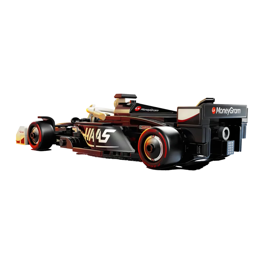Set LEGO Speed Champions MoneyGram Haas F1 Team VF-24 77250 242 pièces, vue arrière: aileron arrière, logo MoneyGram