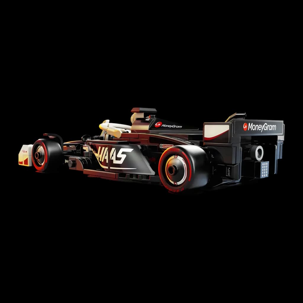 Set LEGO Speed Champions MoneyGram Haas F1 Team VF-24 77250 242 pièces, vue arrière: aileron arrière, logo MoneyGram