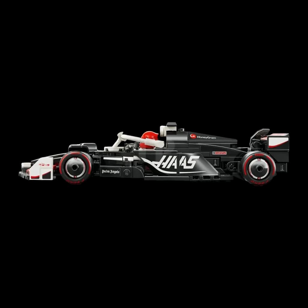Set LEGO Speed Champions MoneyGram Haas F1 Team VF-24 77250 242 pièces, détail latéral: livrée HAAS, figurine pilote
