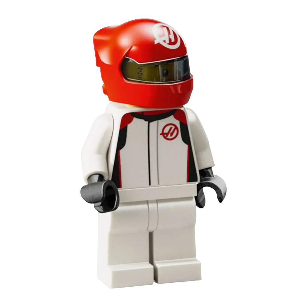 Set LEGO Speed Champions MoneyGram Haas F1 Team VF-24 77250 242 pièces, détail: minifigurine pilote avec casque rouge