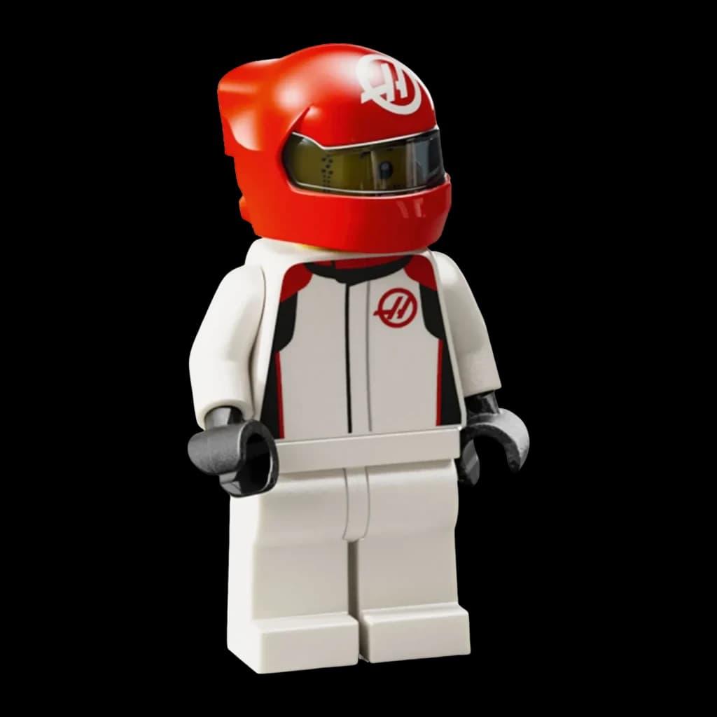 Set LEGO Speed Champions MoneyGram Haas F1 Team VF-24 77250 242 pièces, détail: minifigurine pilote avec casque rouge