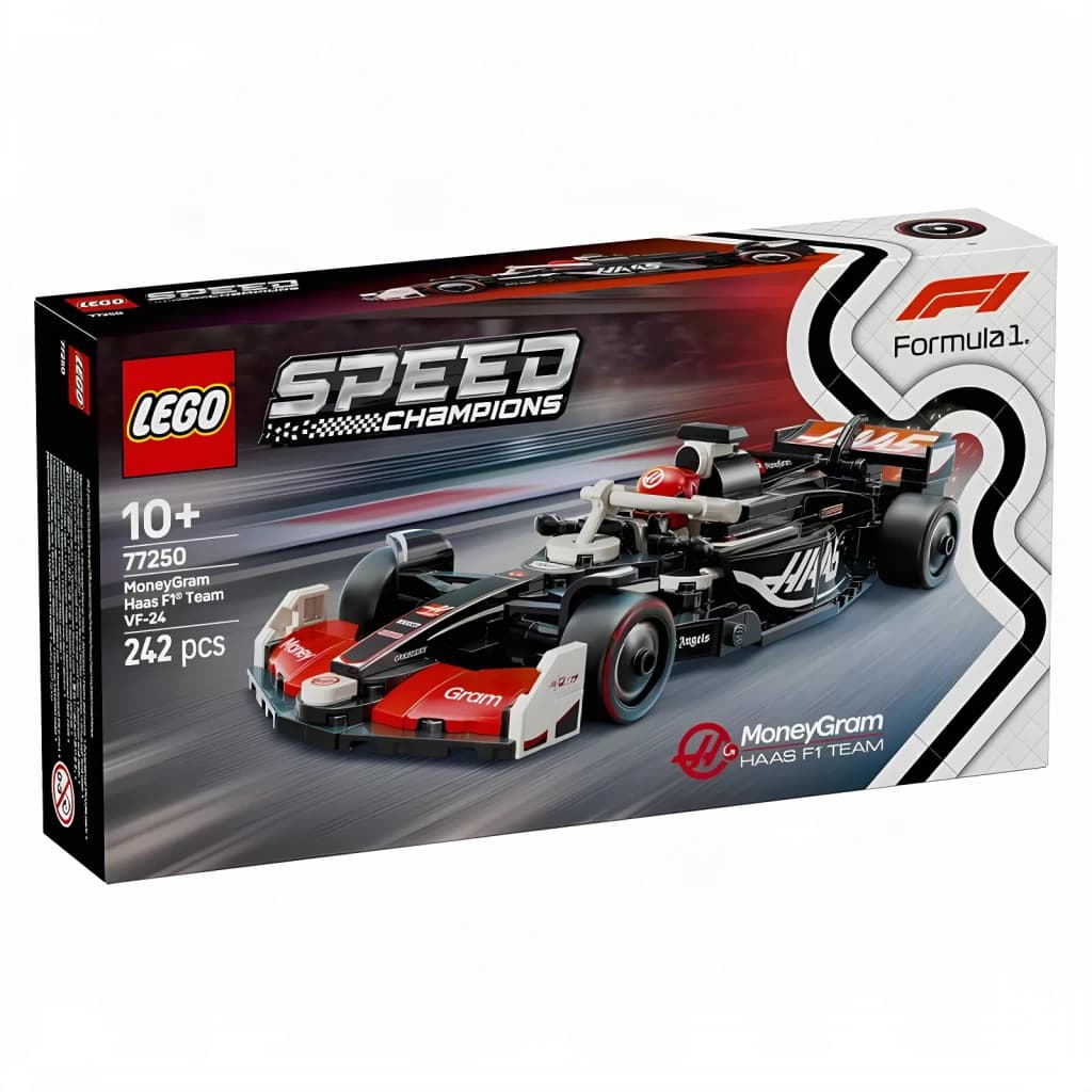 Set LEGO Speed Champions MoneyGram Haas F1 Team VF-24 77250 242 pièces, contenu de la boîte: boîte en angle avec monoplace