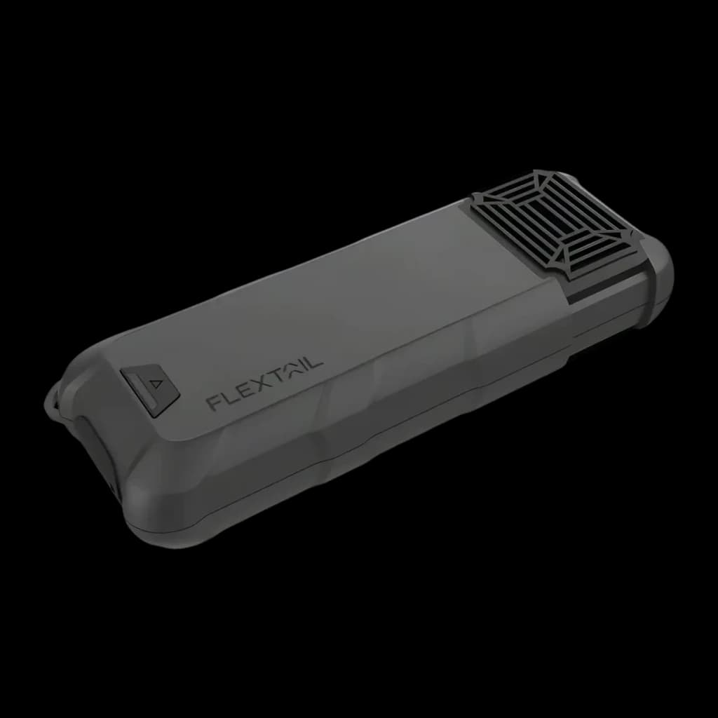 Repelente de mosquitos Flextail Max Repel S IP65 9600mAh Powerbank Cinzento, detalhe: vista em perspetiva superior