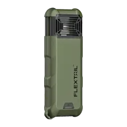 Repelente de mosquitos Flextail Max Repel S Verde, vista frontal: corpo verde com grelha preta superior e logótipo Flextail
