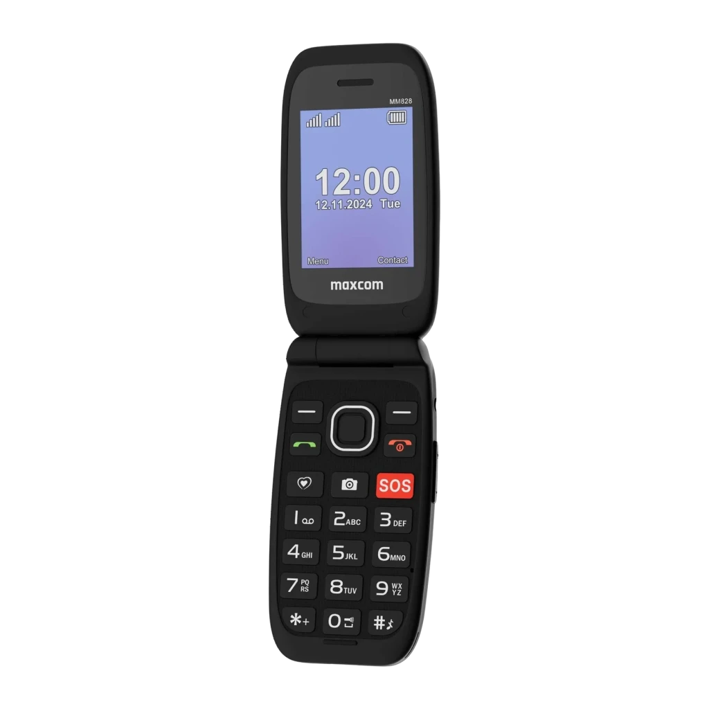 Maxcom MM828L 1200mAh 4G Preto Tampa/concha 2,4 polegadas TFT, aberto frontal: ecrã ligado, teclado numérico grande e botão