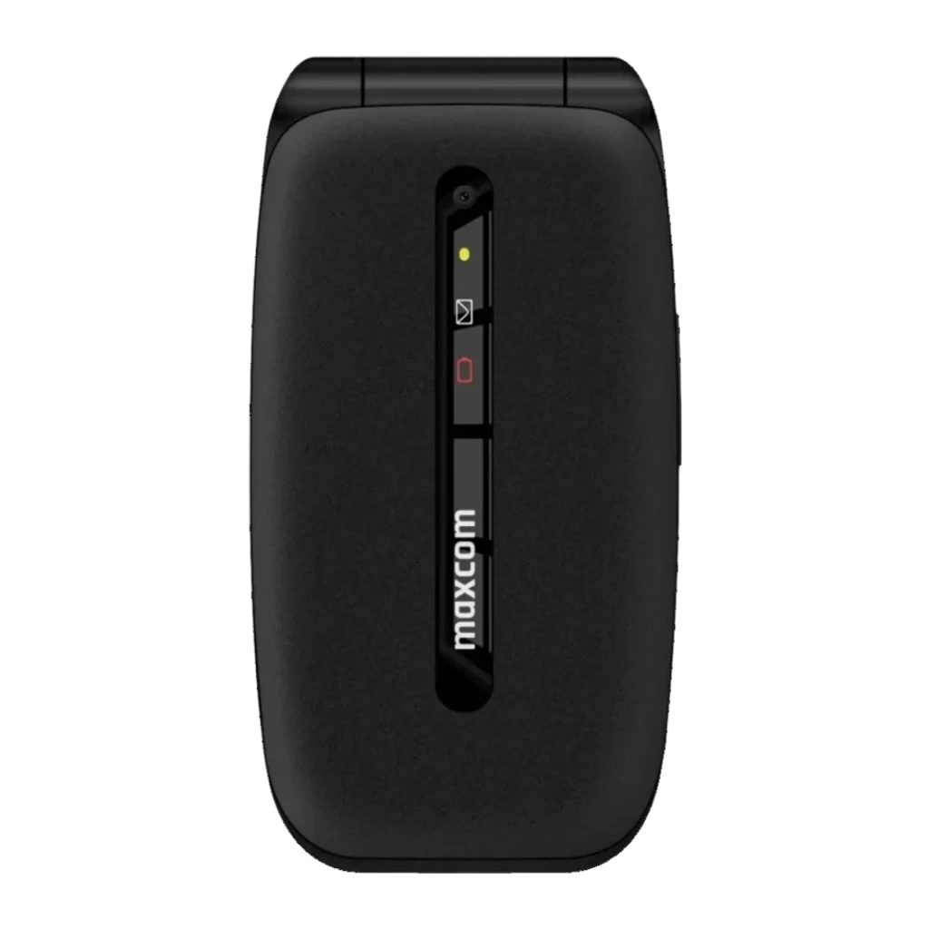 Maxcom MM828L 1200mAh 4G Preto Tampa/concha 2,4 polegadas TFT, vista traseira: tampa fechada com ecrã exterior e logótipo