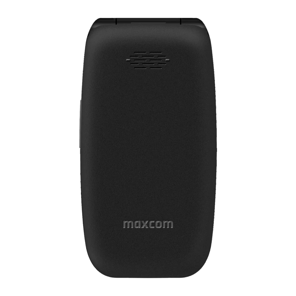 Maxcom MM828L 1200mAh 4G Preto Tampa/concha 2,4 polegadas TFT, vista traseira: tampa fechada com altifalante e logo maxcom