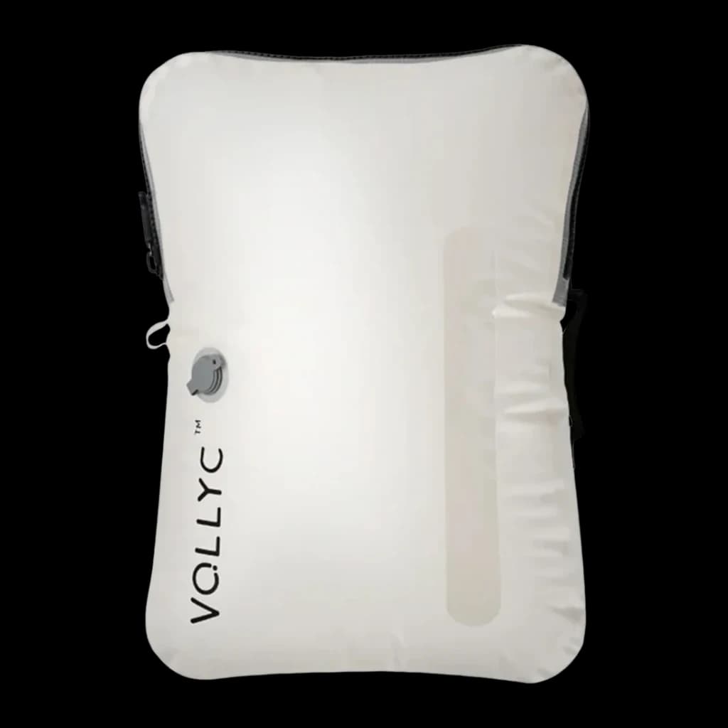 Organizador de viaje Flextail EZYPACK Blanco Nylon 70D TPU impermeable 35x11x50cm, vista frontal: bolsa hinchada con válvula